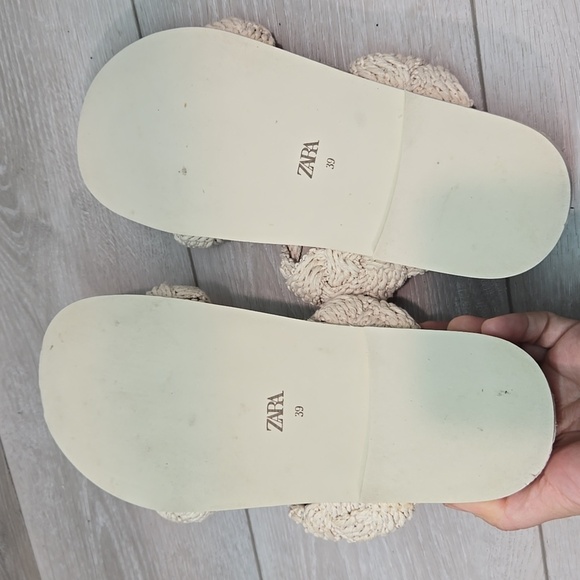 Zara Women Cream Sandals Design Boho Hobo Espadrille Shoes Sz 39/9 - Picture 9 of 11